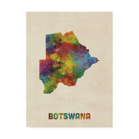 Michael Tompsett 'Botswana Watercolor Map' Canvas Art,14x19